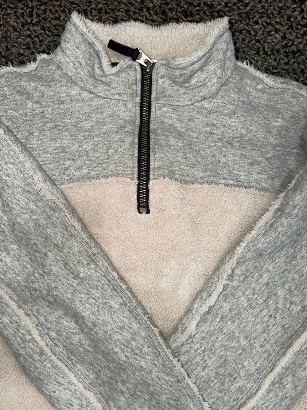 dylan Two-Tone Gray/Taupe Sherpa Half-Zip Pullover